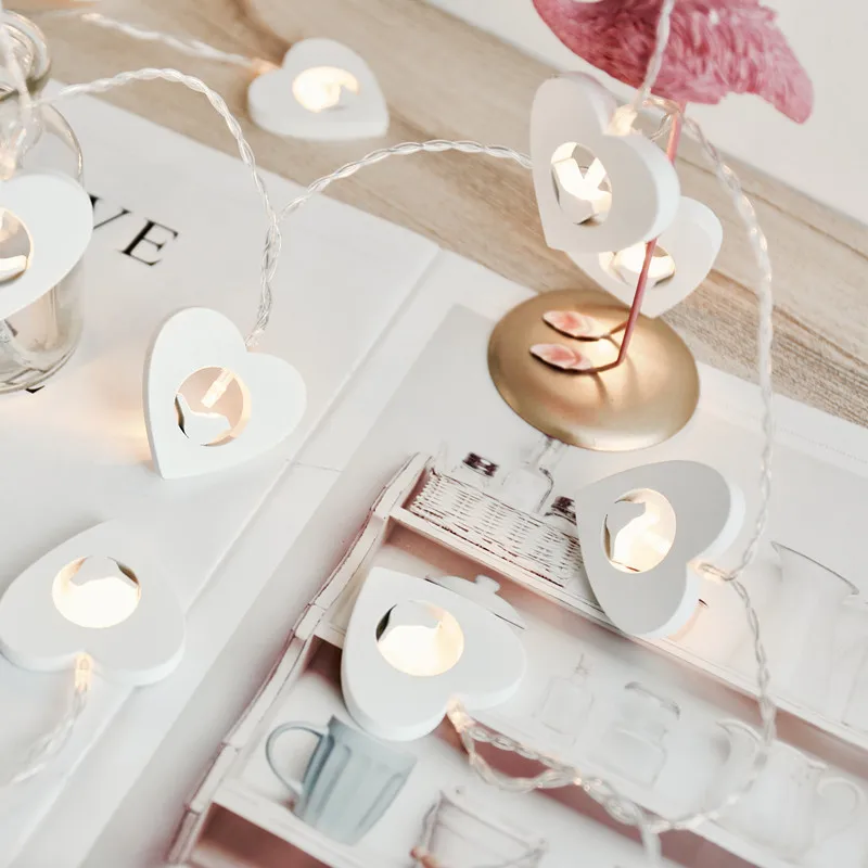 

Manufacturers Direct Selling INS Wood Heart LED String Lights Heart Pigeon Colorful Lights Lighting Chain Christmas Decorative L