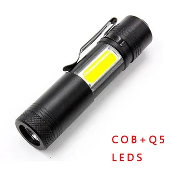 

Mini Flashlight Q5+COB LED High Powerful Zoomable Flash Lights Portable Work Light Lanterna Hand Torch Flash Lamp Camping 2 way