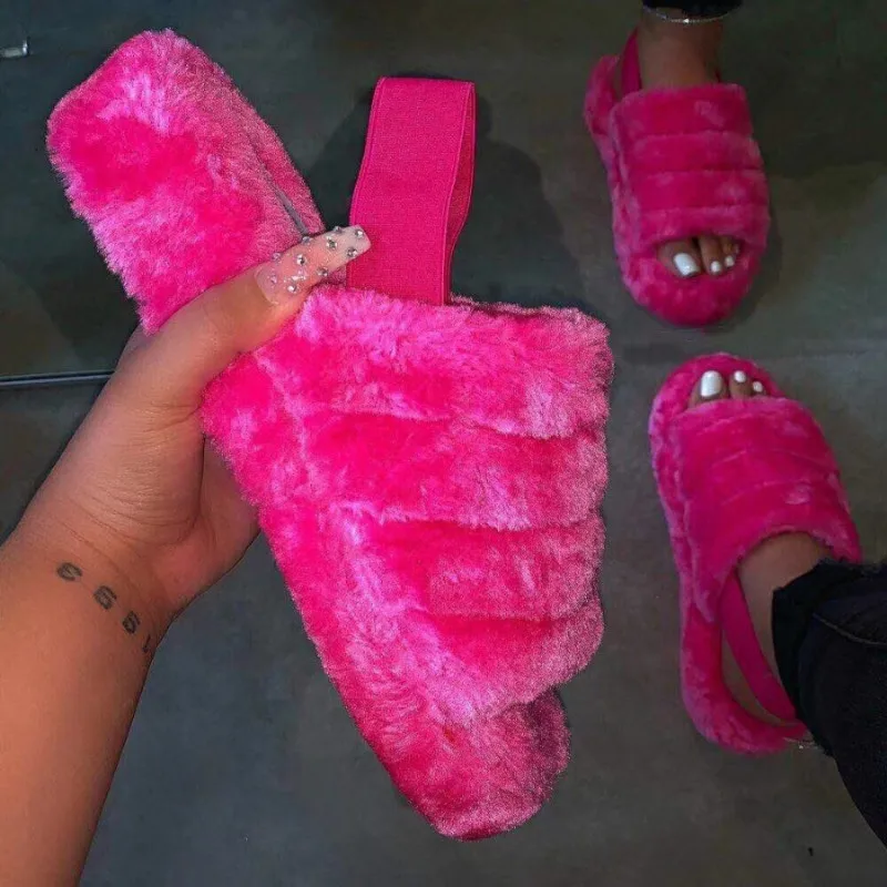 

Women Slippers With Fur Soft Sole Infant Solid Color Shoes Autumn Women Slippers Princess Shoes 2020 New