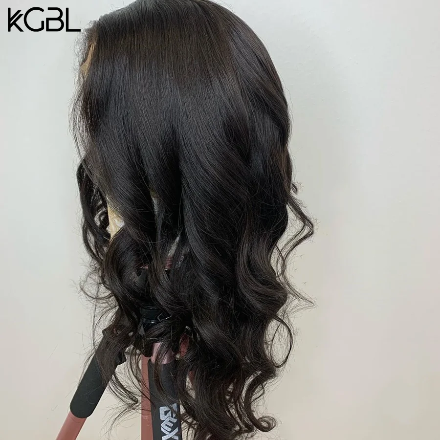 KGBL объемная волна 13*4 Кружева передний средний коэффициент "-22" не-Реми человеческие волосы парики натуральный цвет бразильские волосы парики с детскими волосами