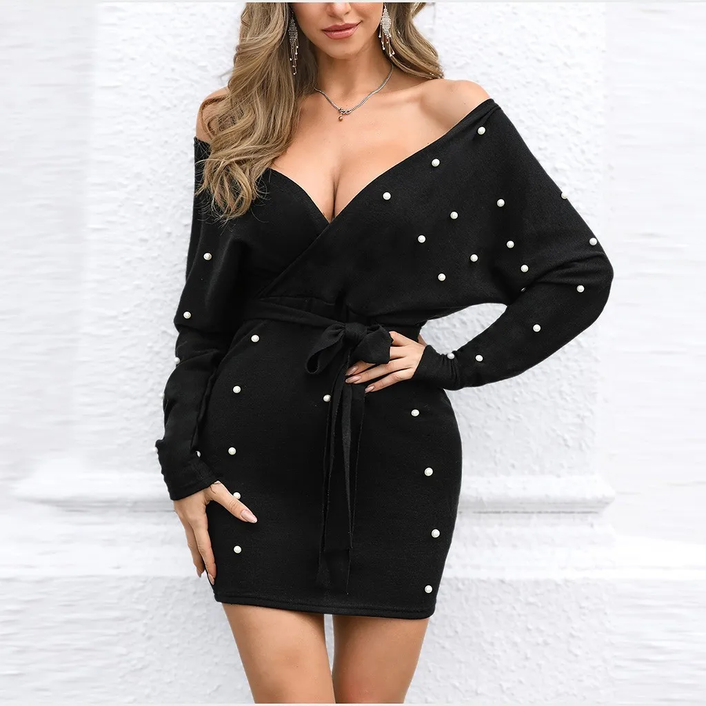 Женское сексуальное облегающее платье с глубоким v образным вырезом и длинным