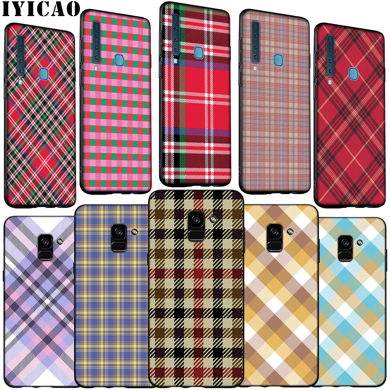 Checkerboard Plaid Checked Checkered Soft Silicone Case for Samsung Galaxy A6 A7 A8 A9 2018 A3 A5 2016 2017 Note 9 8 10 Plus |