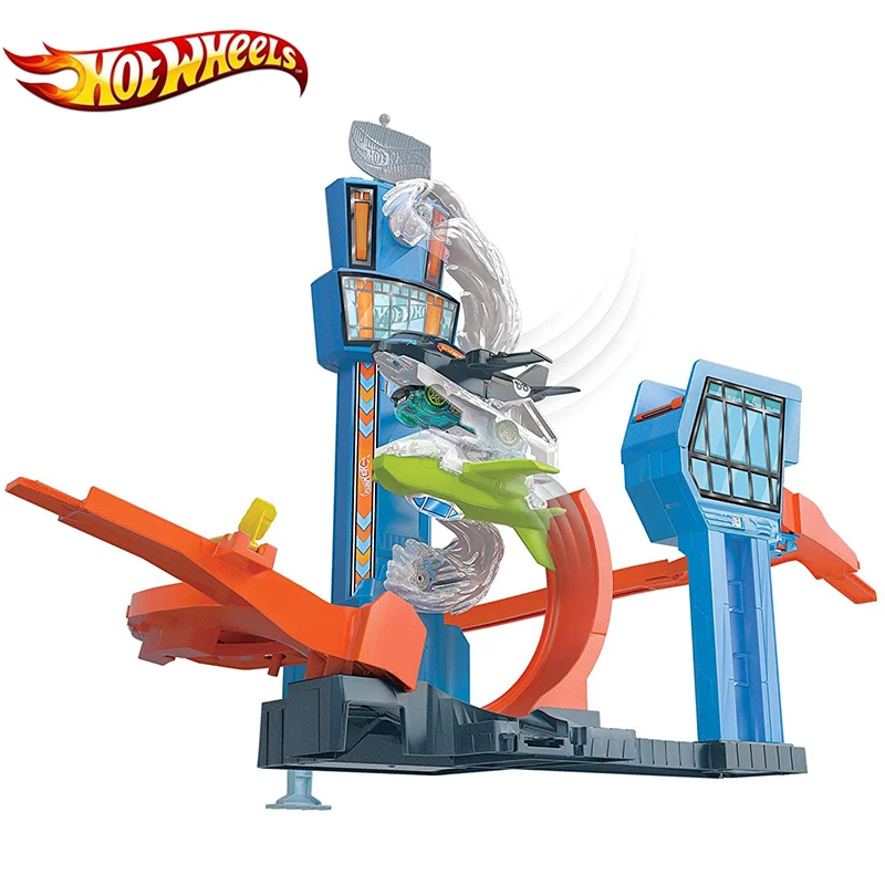 Горячие колеса гоночный автомобиль трек мега прыжок трек набор забавная игра аэропорт летающий автомобиль Brinquedos новейшие Hotwheels GFH90 игрушки
