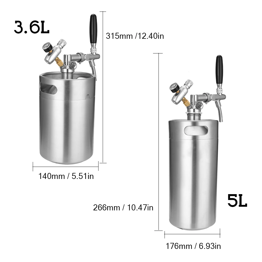 Нержавеющая сталь мини 5л/3Л пивной бочонок с краном напорный Ворчун домашнее пиво пивоварения Ремесло Регулируемый кран и СО2 инжектор
