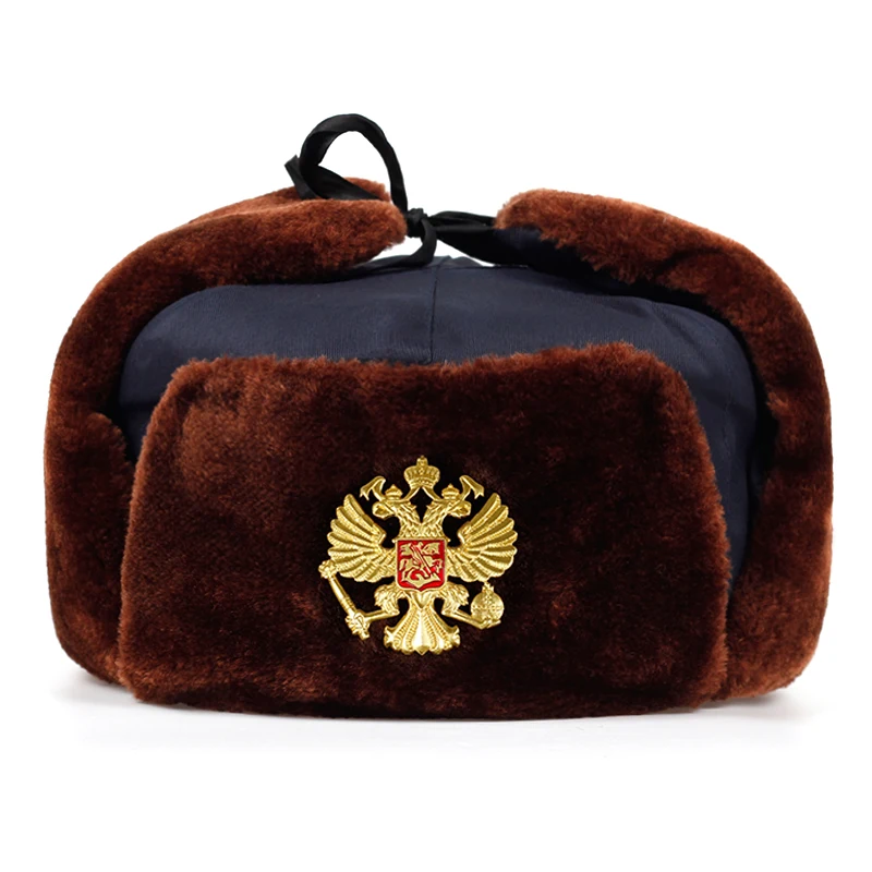 

2019 new Russian national emblem Lei Feng hat plus velvet thick windproof warm hats earmuffs winter winter caps casual cap