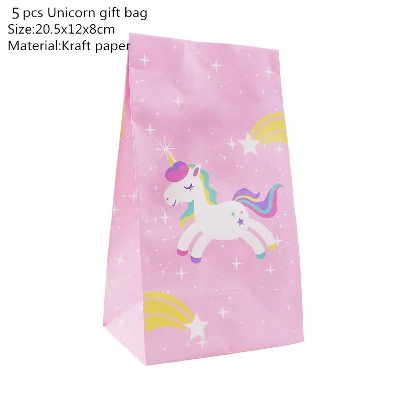 Единорог бумажная коробка для конфет сумки с ручками Подарочный пакет из крафт-бумаги Попкорн коробка детский душ украшения на свадьбу на день рождения вечерние принадлежности - Цвет: Pink style