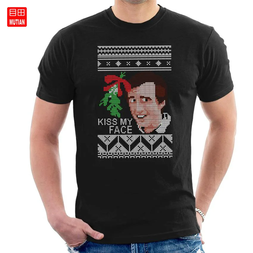 Christmas Alan Partridge Kiss My Face Mistletoe Knit T-shirt | Мужская одежда