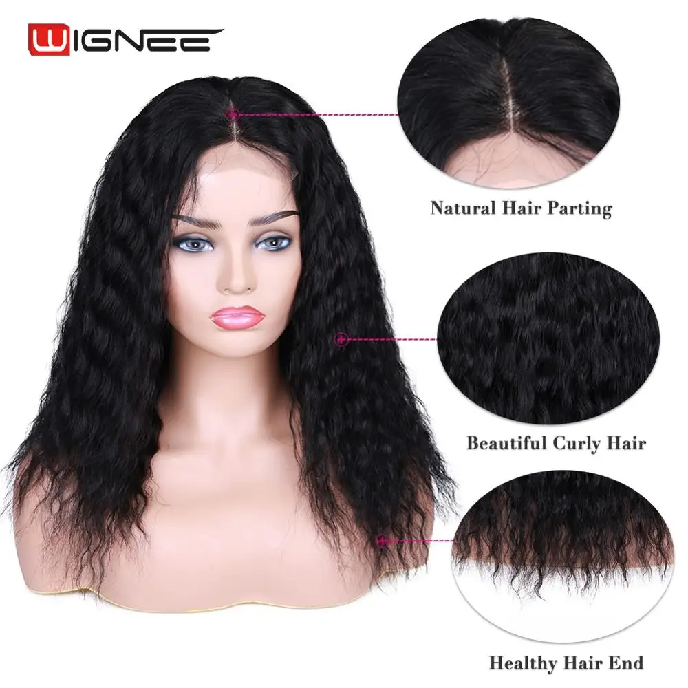 Парик Wignee из кудрявых человеческих волос на сетке для черных женщин 150% плотность
