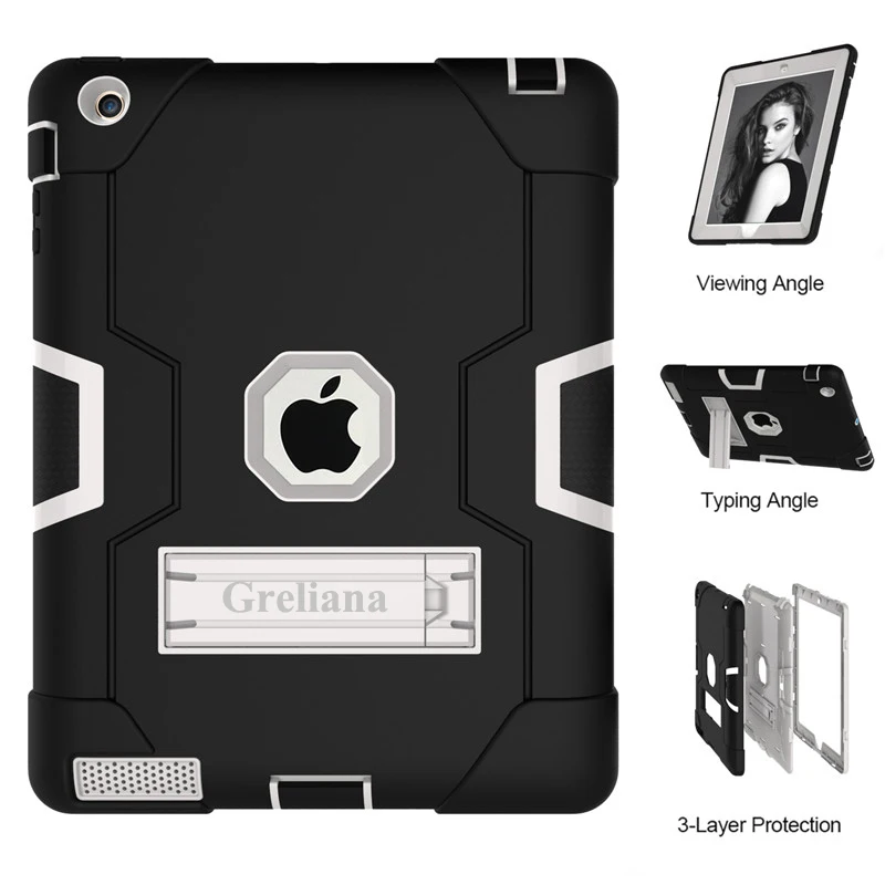 Чехол Funda для IPad 2, 3, 4 A1395 A1396 A1397 A1416 A1430 A1403 модели оболочки Безопасный детский Броня мягкий ударопрочный силиконовый+ жесткий чехол