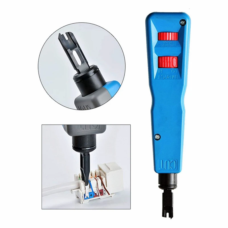 HTOC Punch Down Tool Kit with 110 BK Blade Network Wire Stripper For RJ11 RJ45 Network Cable Telephone Line Computer UTP Crimper