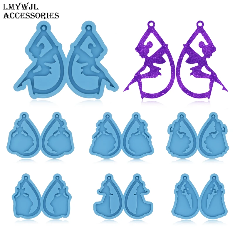 

12 видов стилей/ювелирные изделия, подвеска из смолы, силиконовые формы, принцесса/эльф, эпоксидные серьги, подвески, формы для ювелирных изделий из смолы