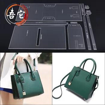 

Diy handmade leather goods shoulder messenger bag handbag acrylic pattern template