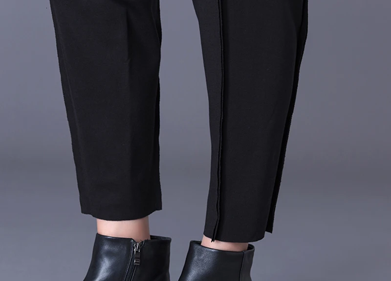 [EAM] Черные длинные штаны-шаровары с высокой эластичной талией для отдыха, новые свободные брюки, женские модные весенне-осенние штаны 1K785