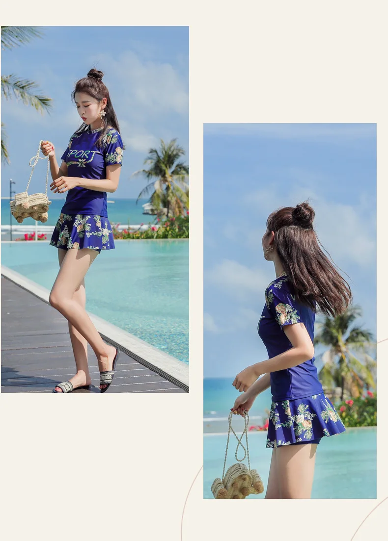 Bikinis Female Swimsuit Ladies May Beach Free Shipping Three Piece Couple Split Swimsuits With Skirt For Children Animal