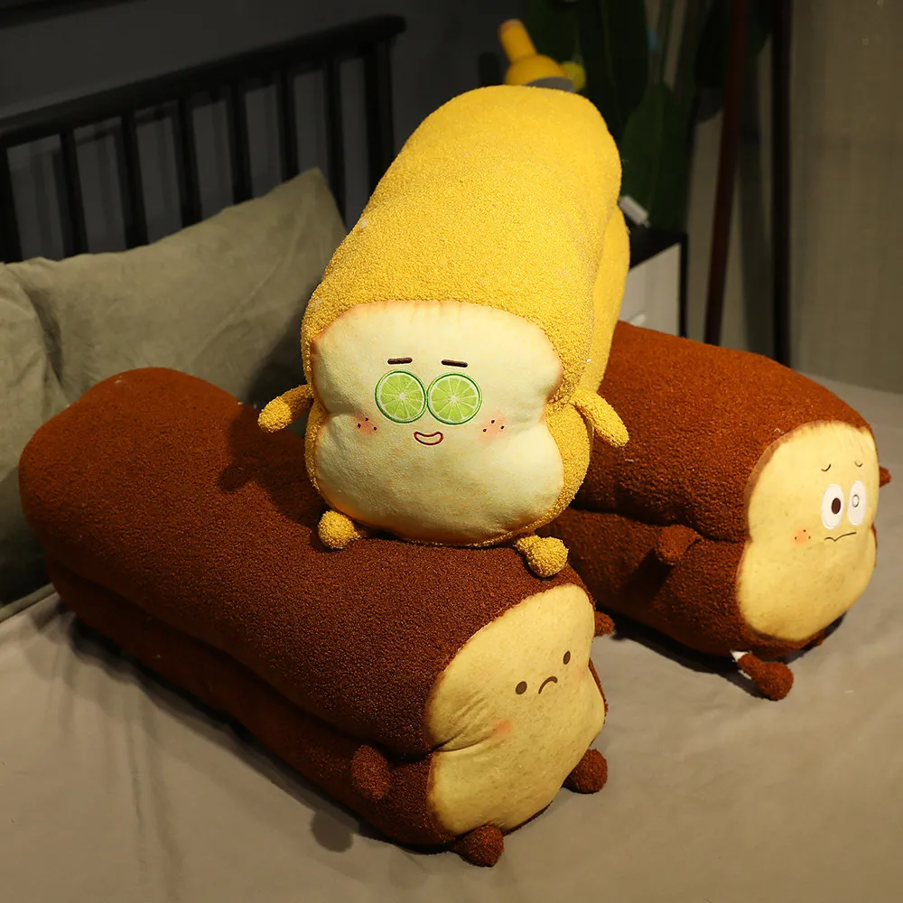 Brinquedos de Pelúcia Almofadas de Alimentos Pão de Brinde Engraçado Recheado Adorável Expressão Boneca Macios Criativo Sofá Cama Decoração Crianças Meninas Presentes Pão 4 Brinquedos e hobbies