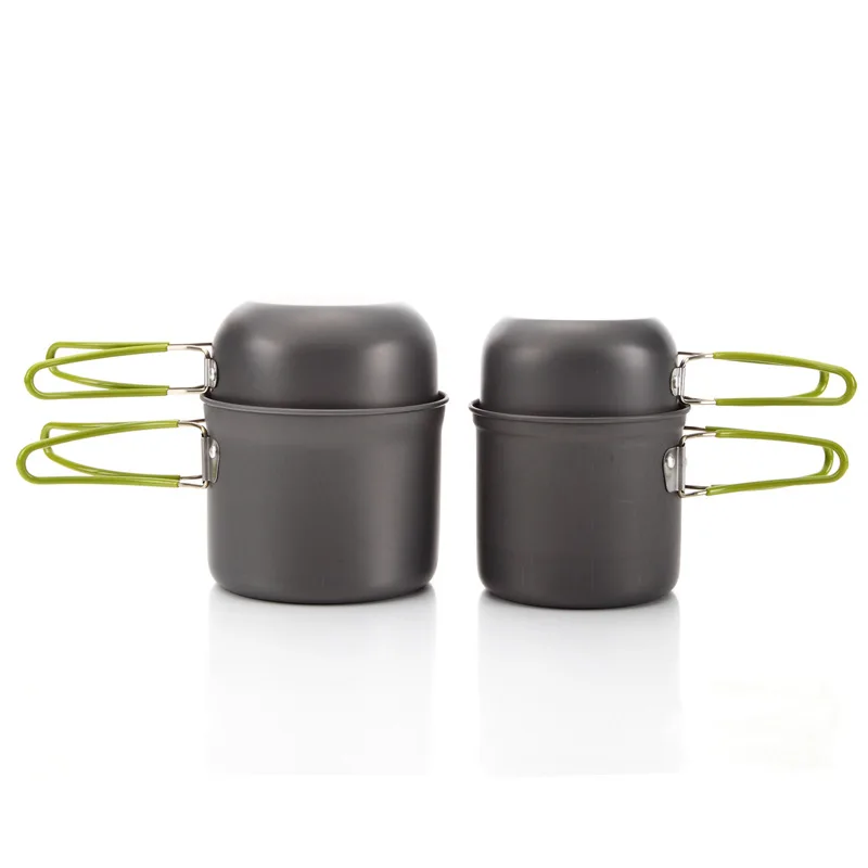 4pcs Outdoor camping portable pot picnic multifunctional mini aluminum oxide cookware cooking set canteen cauldron kitchen