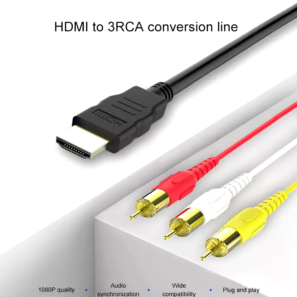 

HDMI Male To 3 RCA AC Cable Cord Adapter Cable Cord Transmitter No Signal Conversion Function