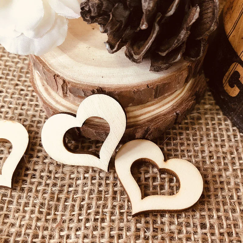 50 шт. деревянный подвесной орнамент в форме сердца «любовь», товары для рукоделия, аксессуары для шитья ручной работы, украшения для свадебной вечеринки iCraft