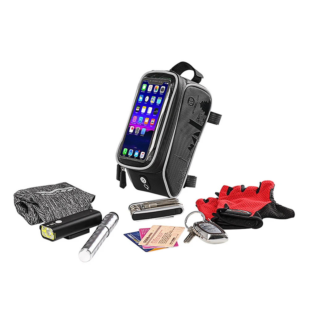Mountain Bike Bicycle Bag Touch Screen Bicycle Frame Saddle Bag Bicycle Top Waterproof Tube Bag Phone Shell Bicycle Accessories