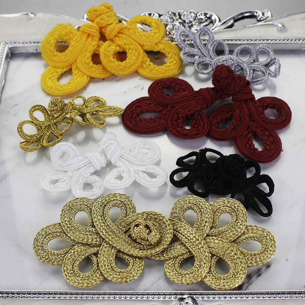 5 Pairs Flower Frog Knot Closure Button Fastener Crafts for Clothes Bag Decor