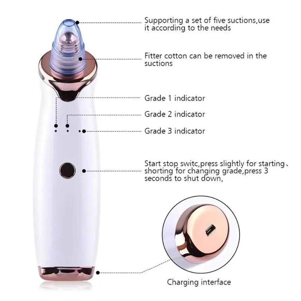 Blackhead Vacuum Remover Cleaner Pore Suction Electric Pimple Extractor Acne Removal Tool Professional Facial Care Tools 2