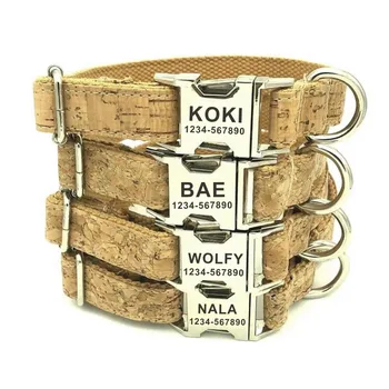 

Personalized Wooden Pet Collar Natural Gold Lines Custom Cat Name ID Tag Adjustable Collars Free Engraving Dog Collars