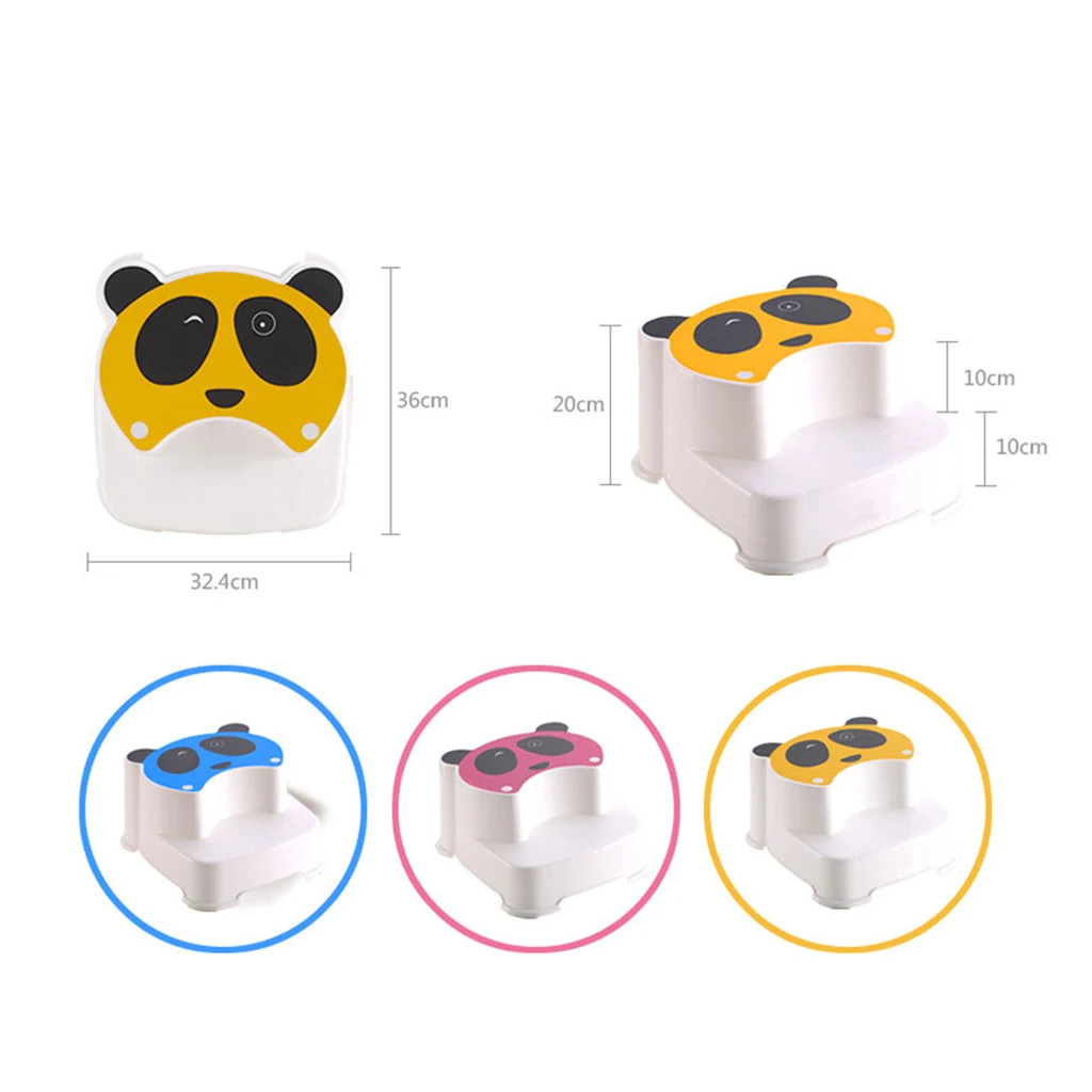 Baby Double Step Stool The Winking Panda for Kids Anti-Slip Childs Foot Stool