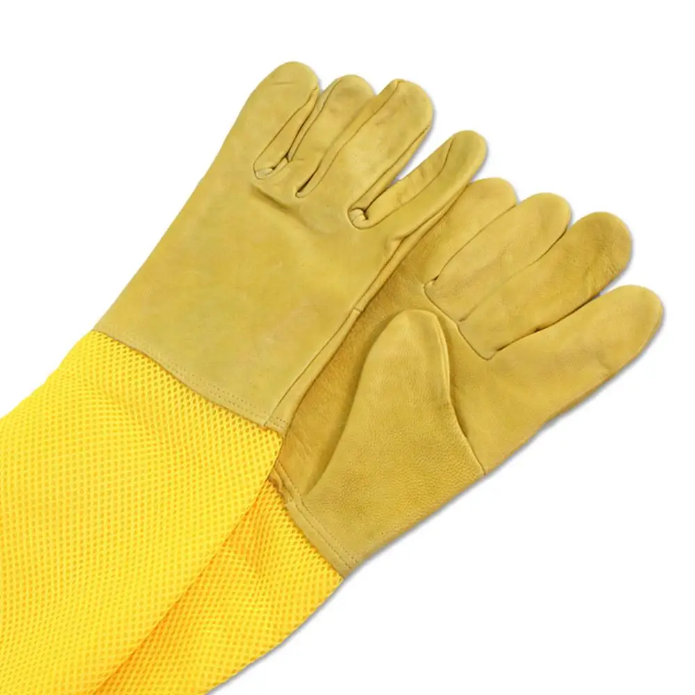 Пчеловодство перчатки защитные рукава дышащая желтая сетка белая овчина и ткань для Пчеловодства Перчатки