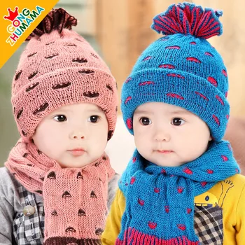 

Baby Hat 2020 Spring and Winter New Cute Pineapple Woolen Cap Scarf 2-Piece Children's Hat Boys and Girls