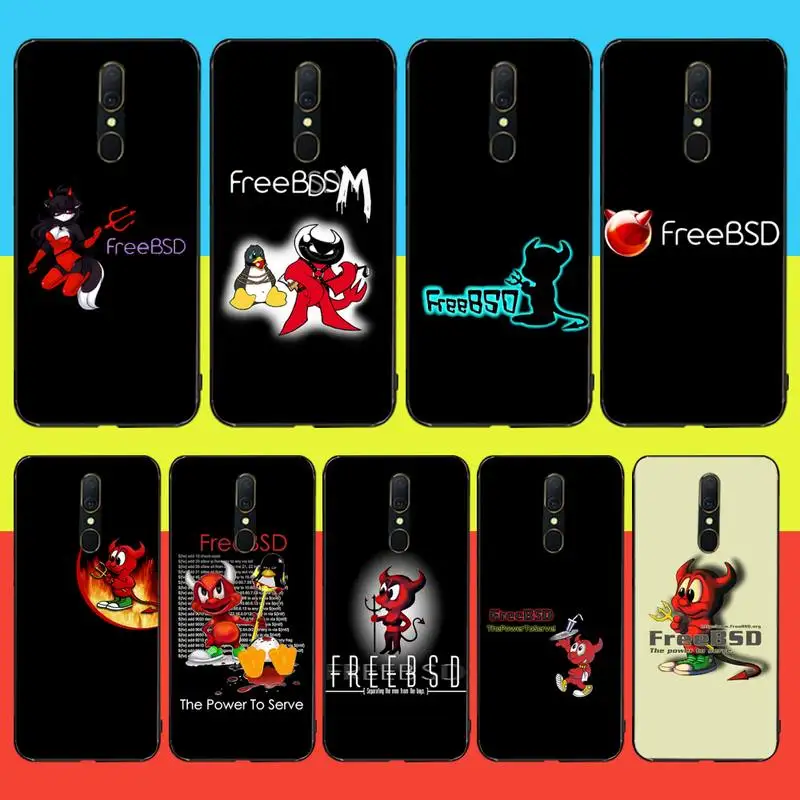 

HPCHCJHM freebsd TPU black Phone Case Cover Hull For Oppo A5 A9 2020 Reno Z Realme5Pro R11 case