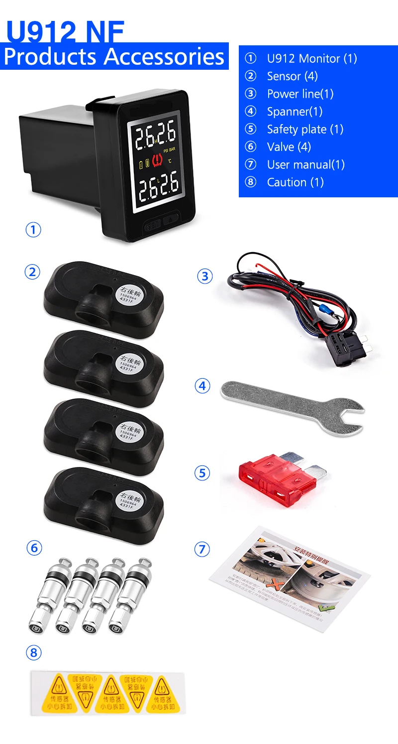 Автомобильная система контроля давления в шинах TPMS, ЖК-дисплей, автосигнализация для Toyota Honda Nissan Mazda с 4 датчиками