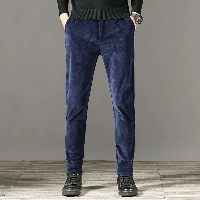 3 цвета осенние и зимние мужские повседневные брюки модные деловые узкие стрейч вельвет брюки Мужская брендовая одежда
