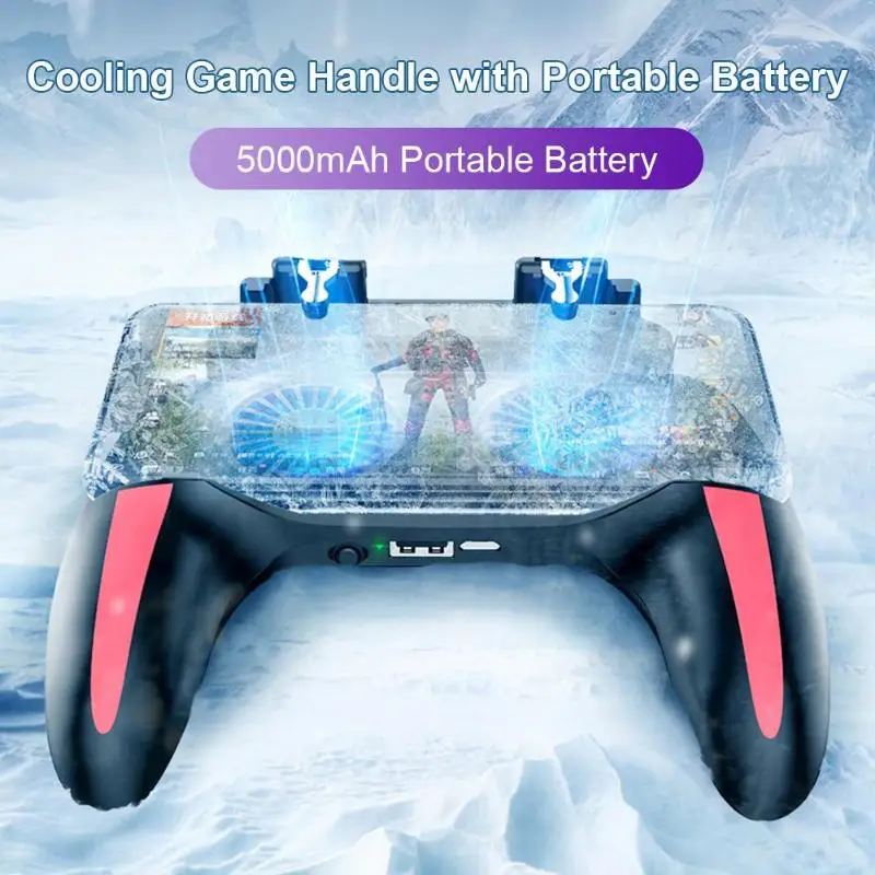  H10 Gamepad PUBG Controller 4 in 1 Mobile Game Double Cool Fan 5000mAh Power Bank Joystick for Andr