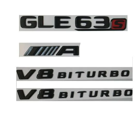 Черный глянец GLE63s Для AMG V8 BITURBO значки-эмблемы для Mercedes W166 C292 - Цвет: Gloss Black