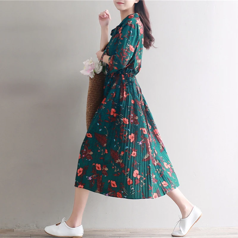 Vestidos Real De Fiesta, новинка, Vogue, полиэстер, спандекс, а-силуэт, Ретро стиль, цветочный рисунок, длинное платье, женские шифоновые платья в винтажном стиле