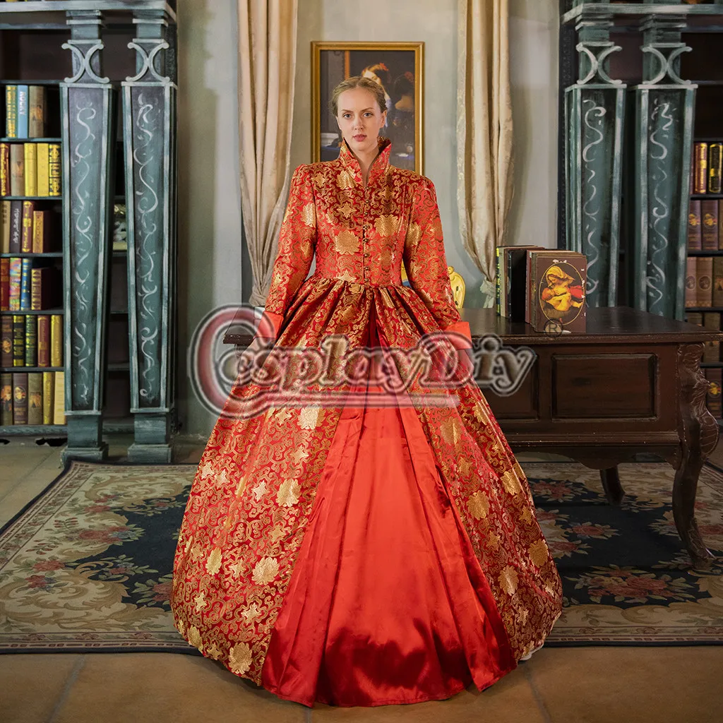 Cosplaydiy викторианская Королева Принцесса бальное платье средневековый суд платье L320