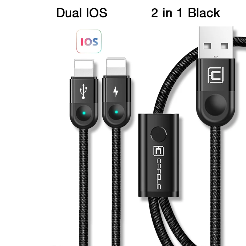CAFELE USB кабель для iphone x xs max xr 8 7 6 s plus usb micro type c кабель для быстрой зарядки кабель синхронизации данных тканый нейлоновый провод - Цвет: 2 for IOS Black