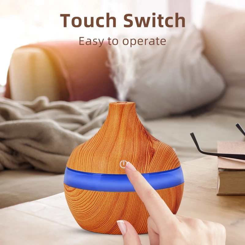  Electric Humidifier Essential Aroma Oil Diffuser Ultrasonic Wood Grain Air Humidifier USB Mini Mist