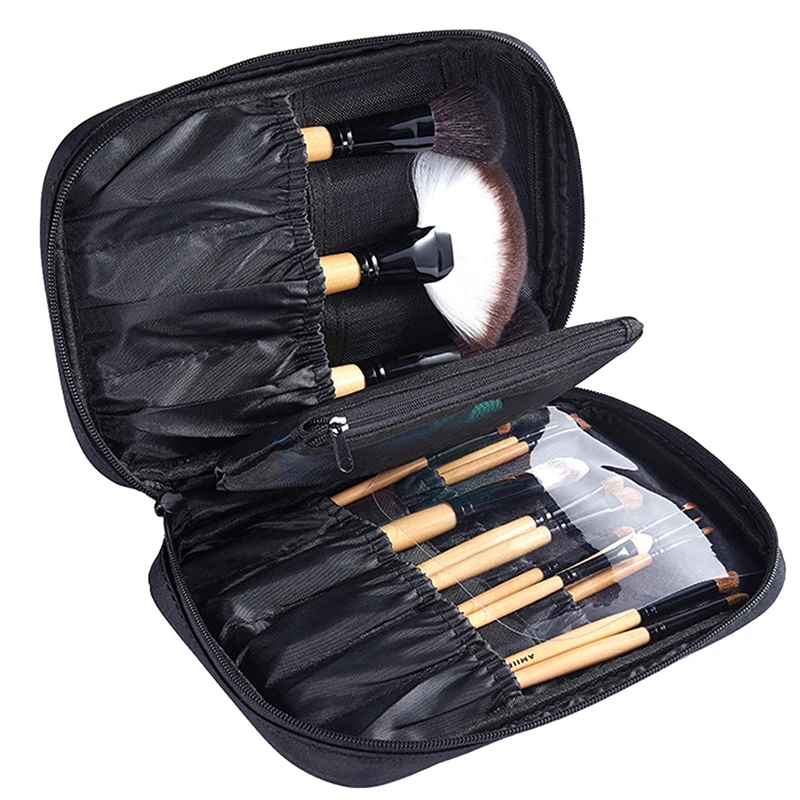 Black Multifunction Makeup Brush Storage Bag Portable Hair Salon Hairdresser Hairdressing Scissors Comb Tool Storage Bag 1PC