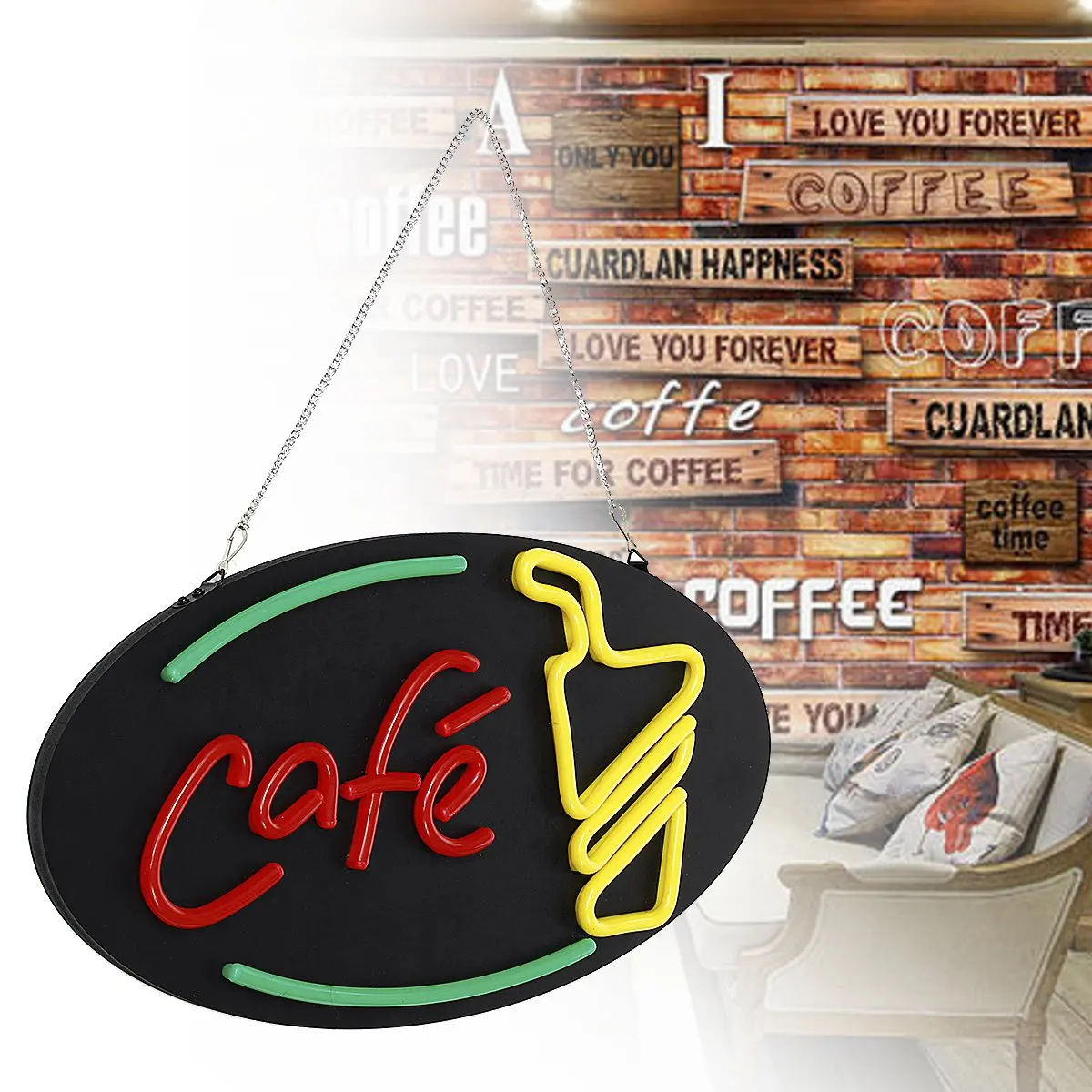 

Hanging Cafe LED Neon Sign Light Board 110-240V Bar Pub Club Lamp Door Shop Party Display Light Decoration Commercial Lighting