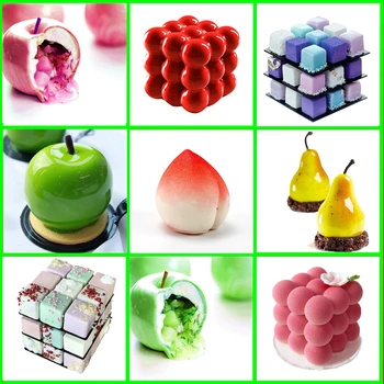 

3D Silicone Molds Rose Heart Rubik Cube Cake Mold for DIY Baking Dessert Mousse Kitchen Bakeware Tools Art Cake Form Tray Mould