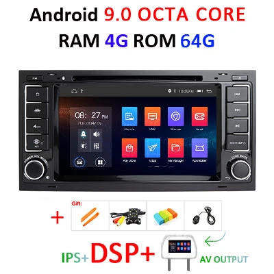 Ips экран DSP 4G 64G 2 din Android 9,0 автомобильный dvd-плеер для VW Touareg T5 Transporter Multivan gps радио мультимедиа навигация ПК - Цвет: 9.0 4G 64G DSP AVOUT