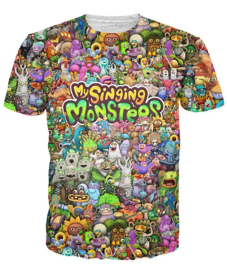 Женская и мужская футболка с объемным принтом My Singing Monsters уличная одежда в стиле