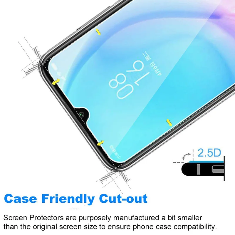 2 шт закаленное стекло для Xiaomi mi A3 протектор экрана 9H 2.5D телефон на Защитное стекло для Xiaomi mi A3/mi CC9e стекло