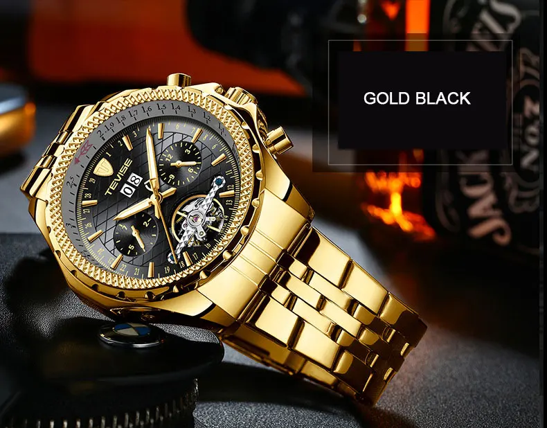Tevise мужские часы automatic Tourbillon механические часы для мужчин с автоматическим заводом мужские роскошные золотые наручные часы Relogio Masculino