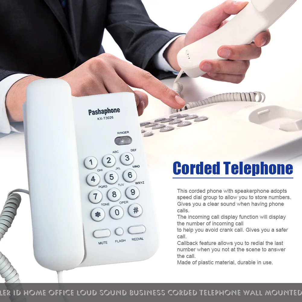

Desktop Corded Telephone with Caller ID Display, Wired Landline Phone for Home/Hotel/Office, Adjustable Volume, Real Time Date