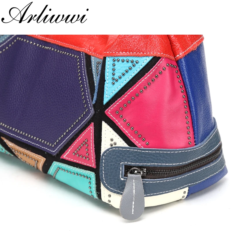 Arliwwi брендовые дизайнерские женские сумки из натуральной кожи ручной работы в стиле пэчворк красочные сумки из натуральной коровьей кожи