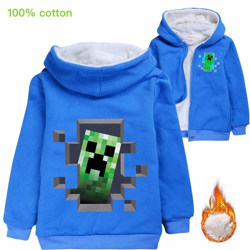Kids Winter Outwear Minecrafters Cartoon Clothes Sweatshirts Long Sleeve Christmas Shirt Game Boys Girls Creeper Jacket