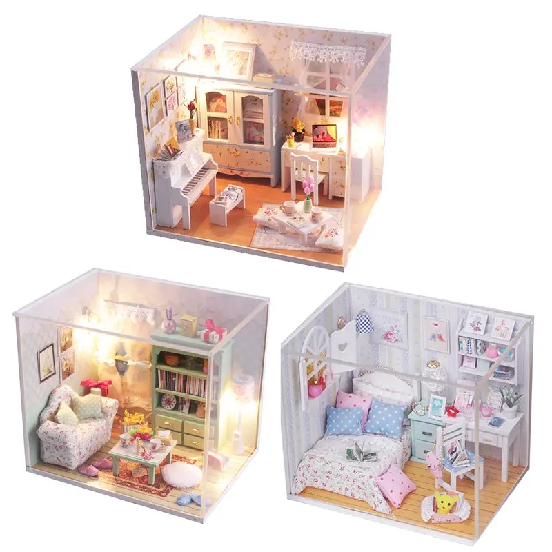 Кукольный дом мебель с бесплатным пылезащитным покрытием аксессуары diy кукольный домик Миниатюрный дом игрушки poppenhuis miniaturen подарки на день рождения