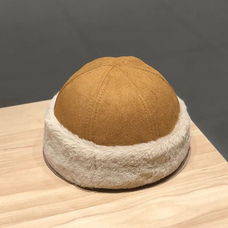 

Шапка-бини унисекс из шерсти Мелтон, зимняя теплая плотная замшевая шапка в стиле ретро